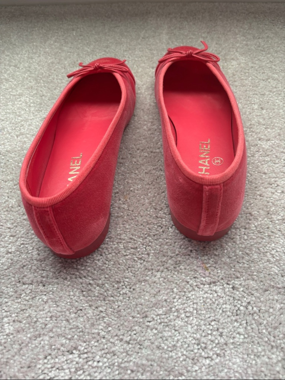 CHANEL Pink Velvet Bow Ballet Flats - Picture 6 of 6